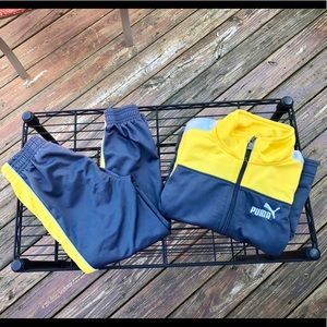Puma grey yellow track suite size 5 boys